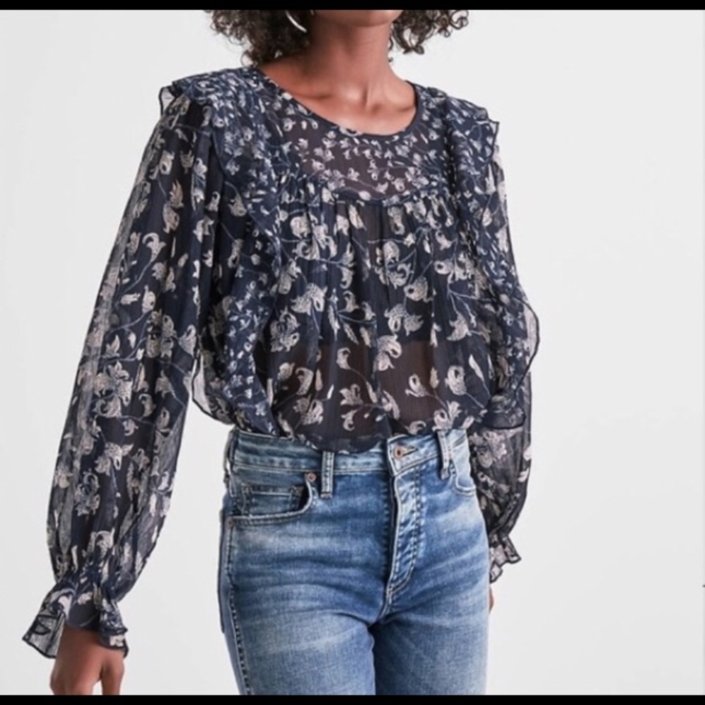 Lucky Brand Navy Floral Blouse large